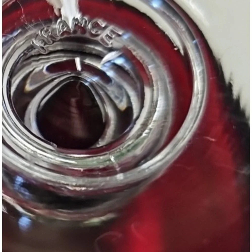 Vintage‎ Red Ruby Champagne Clear Ball Stem Glass Pair 